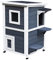 PawHut Katzenhaus aus Holz 2 Etagen Winterfest wasserdicht Katzenhütte mit Asphaltdach Treppen Fenster Katzenhöhle Outdoor Schutzhütte für Draußen Garten Balkon 51 x 51 x 81,3 cm Grau