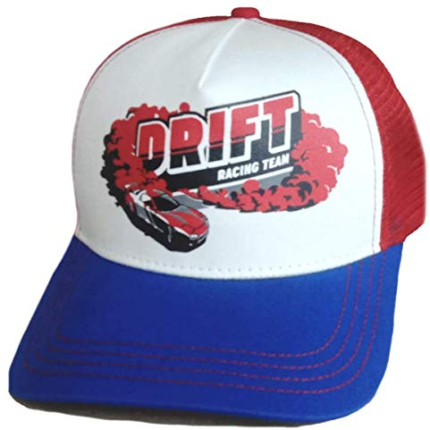 Trucker Mesh Baseballcap Drift Racing Team JDM Auto Turbo Tuning Cap Snapback Sommer (blau/rot/weiß)