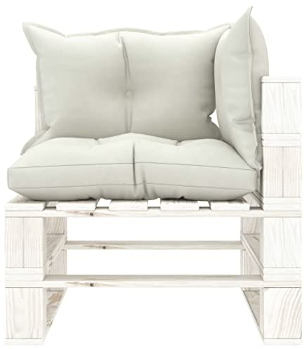 vidaXL Holz Garten Paletten Ecksofa mit Beigen Kissen Palettenauflage Palettenkissen Palettenmöbel Palettensofa Sofa Gartensofa Lounge Gartenmöbel