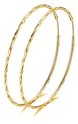 925 Sterling Silber Creolen Ohrringe für Frauen Groß Golden 60mm