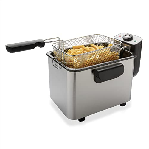 Brabantia BBEK1130 Friteuse - 4 litres - 2200 Watt - Zone froide - Température réglable - Passe au lave-vaisselle - Protection contre la surchauffe - Acier inoxydable