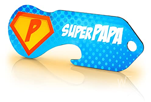 Einkaufswagenlöser ® Super Papa/Entriegler für Einkaufswagen – inkl. 1 Jahr Schlüsselfundservice/Einkaufswagenchip abziehbar/Einkaufschip zum rausziehen/Schlüsselanhänger Metall / 1 Stück