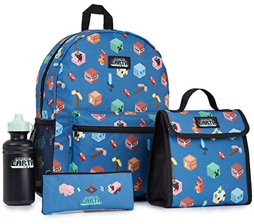 Minecraft School Backpack, Boys, Kids Backpack, Pencil Case, Lunch Bag, Set, Blue, One Size