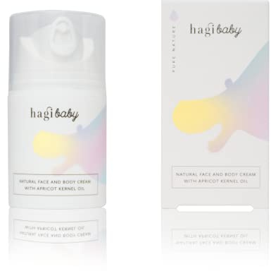 Hagi Baby, Natürliche Körpercreme, Baby-Gesichtscreme mit Aprikosenkernöl, Reisöl, Mohnsamenöl, Feuchtigkeitsspendend und Schutzmaßnahmen Empfindliche Babyhaut, 50 ml