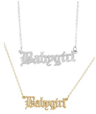 Holibanna Damen Halskette Mit Buchstaben Anhänger 2 Stück Schmuckset Baby Girl Schriftzug Halsketten Für Frauen Und Teenager Mädchen Geschenk Geburtstag