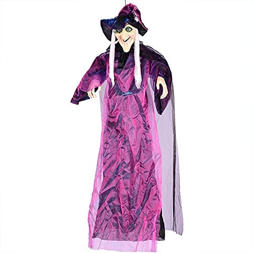 SONGR Dekohexe, Größe 178 cm, Hängedekoration, Horror, Halloween, Mottoparty Leuchtende Klangsteuerung Hexe Horror Dekoration Requisiten Hängen Ghost Bar Zimmer Ghost House Wand