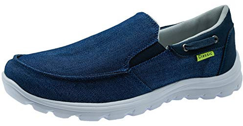 ChayChax Zapatos de Lona para Hombre Cómodo Mocasines Ligero Transpirable Náuticos Slip On Zapatillas de Deporte,Azul,42 EU=Fabricante 42