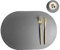 Oval Tischsets Abwischbar, Leder Kunstleder Platzset Zweifarbig Wasserdicht Platzdecken mit Untersetzer ür Hause Küche Restaurant (Dunkelgrau/Beige,6 Stück)