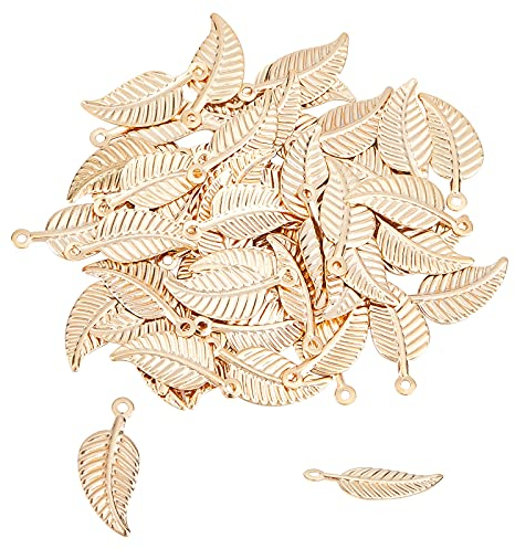UNICRAFTALE Über 60pcs Blatt Charm Golden Charms Edelstahl Anhänger Metall Blatt Charms Schmuck Anhänger Für DIY Schmuckherstellung Zubehör 1.2mm Loch