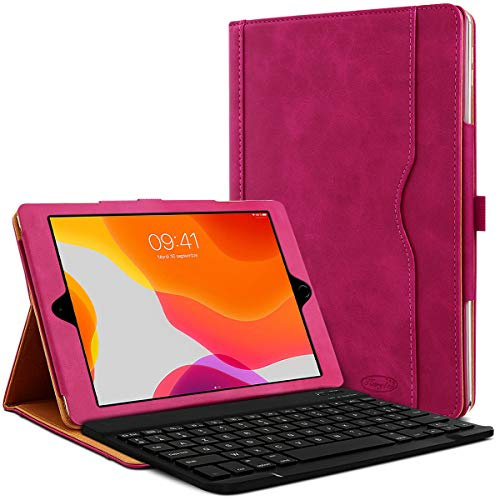 KARYLAX Tastiera AZERTY + custodia protettiva rosa fucsia per tablet Apple iPad 9 10.2 (2021)