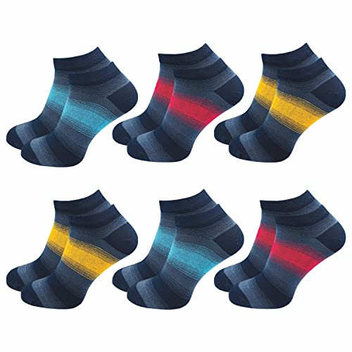 GAWILO Sneaker Socken (6 Paar) | Blickdichte, bunte Socken mit hohem Baumwollanteil sind atmungsaktiv | Ohne drückende Naht über den Zehen (39-42, farbig 1)