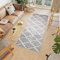 TAPISO Boho Teppich Läufer Kurzflor Shaggy Grau Creme Marokko Muster Fransen Schlafzimmer Wohnzimmer Design Modern 80 x 300 cm