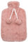 Grande housse moelleuse pour bouillotte – Housse uniquement (bouillotte non incluse) – Taille unique pour bouteille de 2 litres – Rose poudré avec pompons – Par TRIXES