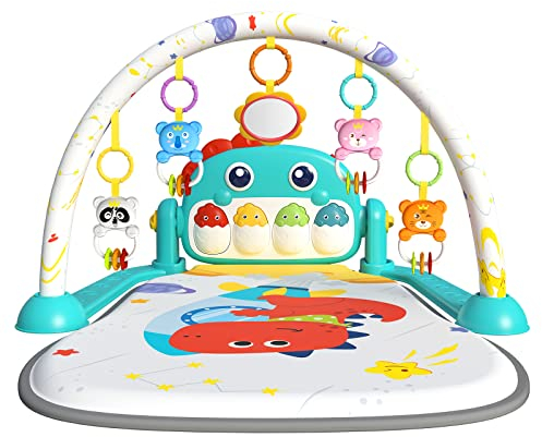 Eners Manta de juegos para bebé con música y luces, juguete educativo para bebés y niños pequeños de 0 a 28 meses, color verde