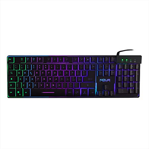 Noua Yelena Tastiera Gaming a Membrana Cablata USB Multimediale, 105 Tasti, Retroilluminazione RGB, 19 Tasti Anti-Ghosting, Layout Italia, PC/Computer