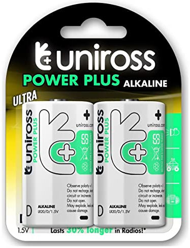 Uniross Power Plus - Pila Alcalina D LR20 BLISTER*2 MÍNIMA VENTA CAJA 6 UNIDADES