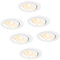 HOFTRONIC - Malta - 6er LED Einbaustrahler Weiß - 5W 2700K Warmweiß - IP44 Wasserdicht - Schwenkbar, Dimmbar - Deckenstrahler für innen, außen und Badezimmer - 5 Jahre Garantie