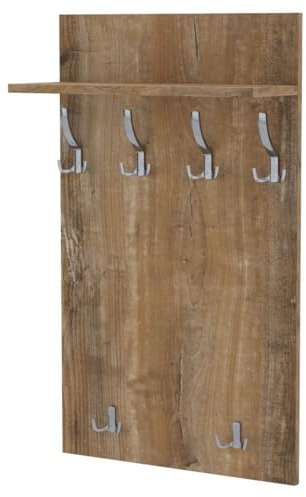 AKKE Garderobenpaneel Wandgarderobe Mit Ablage Wandpaneel Garderobe PVC Maxi Marino-walnuss 90cm x 60 cm