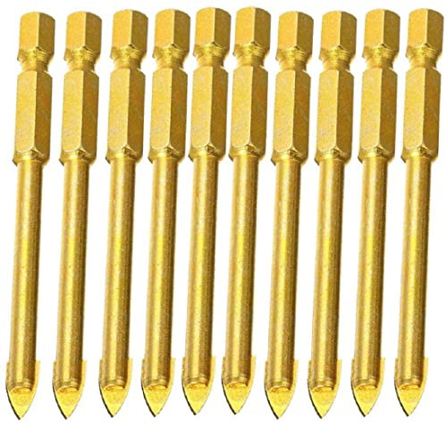 Boxonly 10Pcs Drill Bit Set Carbide Tungsten Tile Glass Ceramic Flat Spear Head Drill Bits 4mm