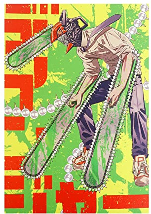 CosplayStudio Hochwertiges Chainsaw Man Wandbild mit Denji | Kettensägenteufel auf Hartschaumplatte | Denji Poster | Chainsaw Devil | 30x42cm