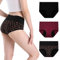 INNERSY Perioden Unterwäsche High Waist Damen Menstruationsunterwäsche Baumwolle Slip 3 Pack (42, Schwarz/Dunkelrot/Rose Druck)