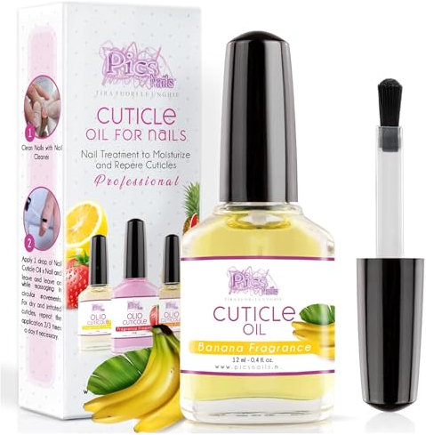 Nagelöl und Nagelhautöl 12 ml - mit Bananenduft - Intensive Feuchtigkeitspflege und Nagelpflege. Einfache Anwendung für die intensive Vegan Cuticle Oil der Nagelhaut von Händen und Füßen.