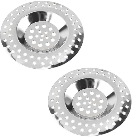 Simsky 2 Piezas Colador de Fregadero de Cocina, Desagüe Colador de Acero Inoxidable, 7.5 cm Filtro Pelos Colador Ducha, Rápido Filtro de Desagüe para Bañeras, Lavabos, Baño, Tapón Lavabo