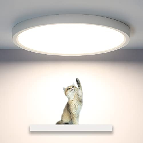 SHILOOK Led Deckenleuchte Flach, Deckenlampe Badezimmer, Deckenleuchte Badezimmer, Deckenlampe Flur, Deckenleuchte Rund, IP44 Wasserdicht, 18W, 1800lm, 4000K, 22cm