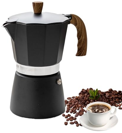 Moka Pot, 6 Cup/10 oz Alloy Espresso Maker Stove Top Coffee Maker with Safe Valve Antiskid Handle Italian Coffee Pot Metal Filter Coffee Brewer Percolator Machine for Kitchen Home Office Camping