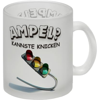 Ampel? Kannste Knicken Glas Tasse Ampelt Tasse Witziger Becher für Verkehr Politik Fans Feinde Ampel abgeknickt Motiv Ideal für Anhänger Straßensignal Design Regierung