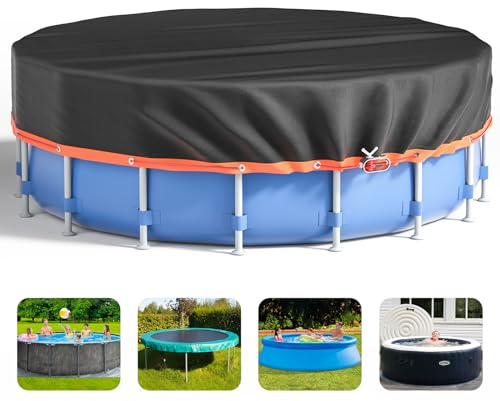18 Ft Round Pool Cover, Solar Covers for Above Ground Pools, Inground Pool Cover Protector with Drawstring Design Increase Stability, Swimming Pool Cover Ideal for Waterproof and Dustproof (Orange)