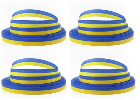 4 cintas amarillas y azules de 9 mm/25 mm, 5 yardas, cintas azules y amarillas, cinta de color de la bandera ucraniana, rollos hechos a mano, adecuados para hacer manualidades (9 mm) de tela y adornos