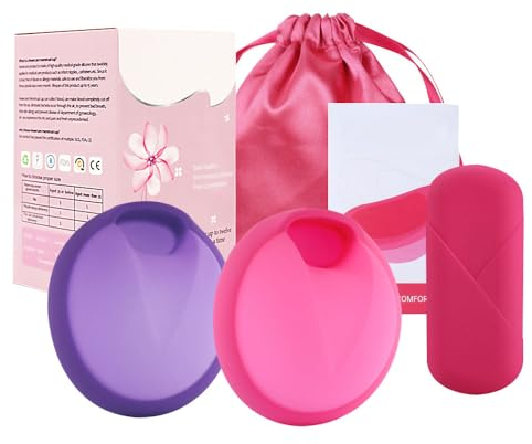 ZOYDP Disco Mestruale,2 Pezzi Coppetta Mestruale Morbida, Coppette Mestruali Riutilizzabile con Borsa Portaoggetti e Custodia in Silicone Disco Mestruale Rapporti Sessuali, Sport e Il Nuoto (S+L)