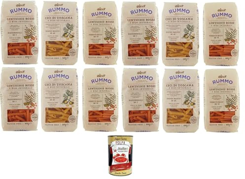 Italian Gourmet Testpaket Pasta Glutenfreie 12 x 300g Maccheroncelli Penne | Assortimento senza glutine N°7 N°66 N°70, für Aufläufe, Salate e primi, Gesamtnettogewicht 3,6 kg + Kostenlos Polpa 400g
