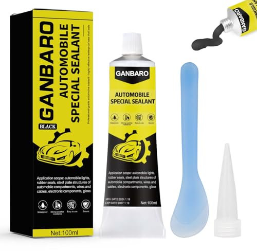 Ganbaro Black Silicone Sealant 100 ml, Waterproof, High Temperature, Multi-Purpose for Cars, Windows, Roofs