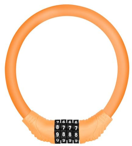 High Security 4-Digit Combination Bike Lock - Resettable Password, Portable Outdoor Anti-Theft Lock for Bicycle and Moto (Orange)