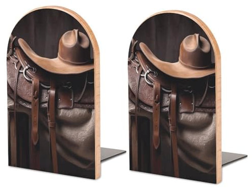 1 paire de serre-livres en bois, serre-livres épais en forme de selle de cheval, serre-livres épais et serre-livres de rangement de bureau