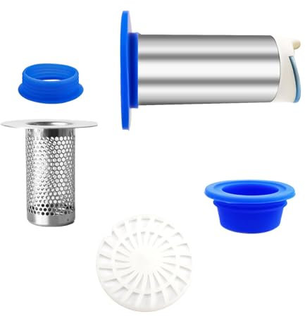 HJIAMA Tapa Desague Terraza, Acero Inoxidable Plateado, Rejilla Desague Ducha, Prueba Olores, Antiobstrucción, Adecuado para Tuberías de 33-50 mm de diámetro en Cocinas y Baños
