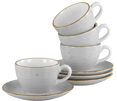 Creatable, 34037, Serie Vintage Nature Stein, 8-teiliges Geschirrset für 4 Personen, Kaffeetassen Set aus Porzellan, spülmaschinen- und mikrowellengeeignet, Made in Europe