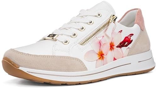 ara Damen Osaka Sneaker, Shell,Weiss,Tropicana-Rose,Piggy, 36.5 EU Weit