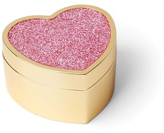 Kate Spade New York 897453 Sitting Pretty Pink Glitter Heart Box | enamelware and stainless steel | 1.75 x 3 inch size | decorative glitter keepsake box gift | 1.75 inch