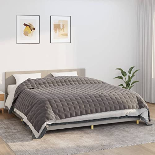 Brokky Gewichtsdecke Weighted Blanket Schwere Decke Zum Schlafen Schwere Decke Grau 220x260 cm 15 kg Stoff
