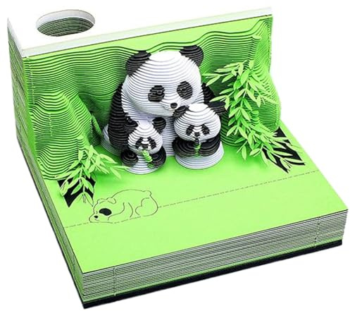 3D -Kalender 2025 Wochen Kalender Papier schnitzen Panda -Zeitstück mit Acrylcover, Artsy Desktop -Kalender & Notizblock für Schule, Zuhause, Bürodekoration.