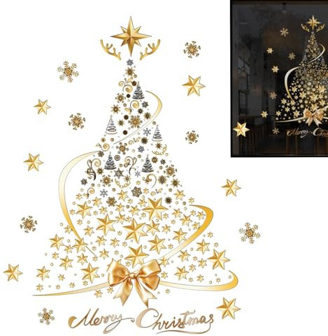 Décorations de Noël pour Fenêtre - Autocollants Statiques en PVC pour Sapin, Nouvel An, Verre - Grands Stickers d'Hiver