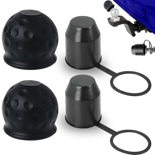 4 Stück Schutzkappe Gummi Abdeckung Schwarz Anhängerkupplung Schutzkappe,Anhängerkupplung Abdeckung,Sphärisch Schutzhülle für Anhänger,Trailer Ballhülle Kugelkopfabdeckung Anhängerkugelkopf