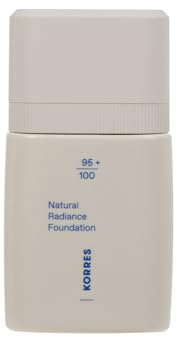 KORRES Natural Radiance Foundation Medium 02, mittlere Deckkraft, bringt das natürliche Strahlen der Haut zum Vorschein, leicht cremige Textur, mit Pfingstrosen-Blütenextrakt, vegan, 30 ml