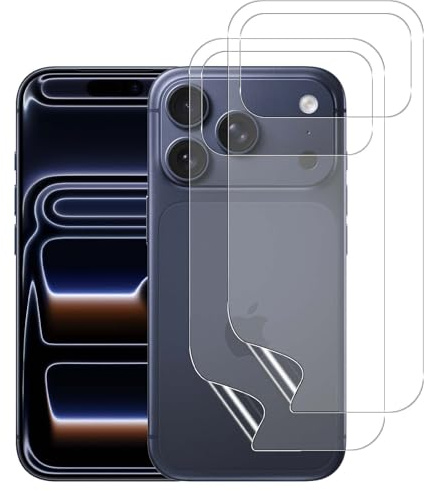 QULLOO Matte Rückseite Schutzfolie für iPhone 17 Pro Max, 2 Stück Matt Zurück Weiches TPU Folie, Anti-Kratzer Transparente Hydrogel Hinten Displayschutz[nicht Glas]