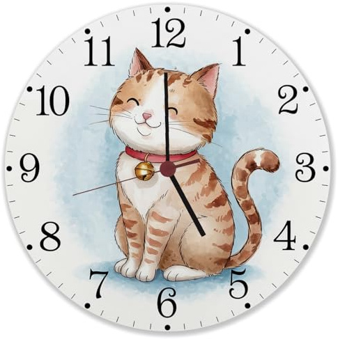 speecheese Happy Cat Time Aquarell Katzen Wanduhr für Katzenliebhaber für Wohnzimmer und Büro Kinderzimmer