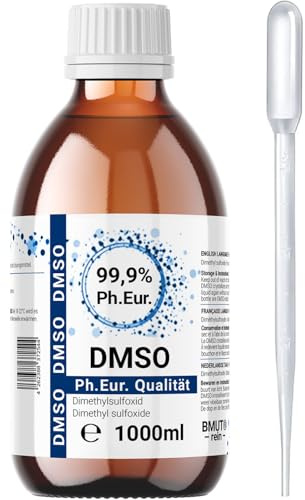 1000ml DMSO 99,9% – Dimethylsulfoxid in pharmazeutischer Reinheit nach Ph. Eur. – Hochwertige Lösung in lichtgeschützter Braunglasflasche