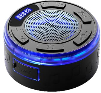 Aquro S3 Ultra - IPX7 Waterproof Shower Speaker with Rgb Light & LED Display Portable Mini Bluetooth Wireless Shower Light and Speaker, Detachable Suction Cup, Clear & Balanced 360° Sound (Blue)